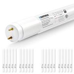 PARMIDA 20-Pack 4FT LED T8 Hybrid Type A+B Light Tube, 18W, Plug & Play or Ballast Bypass, Single-Ended OR Double-Ended Connection, 6000K, 2200lm, Frosted Cover, T8 T10 T12, Shatterproof, UL & DLC