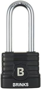 BRINKS - 44mm Commercial Laminated Steel Weather Resistant Padlock with 2 3/8” Shackle - TPE Wrapped and Hardened Boron Steel Shackle