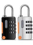 DOCOSS Metal 4 Digit Combination Number Lock for Bag Luggage Locks,Pack of 2 (Black,Grey)