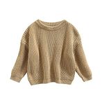 Newborn Infant Boys Girls Knitted Oversized Sweater 3 6 9 12 18 Months 2-5T Long Sleeve Knitwear Pullover Top Sweatshirt Fall Winter Warm Clothes Unisex (G Light Khaki, 12-18 Months)