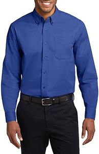 JustBlanks Tall Men's Dress Shirts Long Sleeve Mens Dress Shirts for Men Tall Mens Button up Shirts Long Sleeve - Royal/Classic Navy - XLT