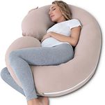 Meiz Pregnancy Pillow, Maternity Pillow, Pregnancy Pillow for Pregnant Women Sleeping with Cooling Cotton Cover, Apricot