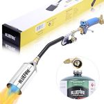 Bluefire Propane Torch Weed Burner 340000 BTU Heavy Duty Weed Torch with Self Ignition on 1lb Small Propane Tank Cordless for Roofing Lighting Charcoal Start Fire Weed Burning Ice Snow Melting