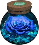 roliys Preserved Real Roses with Colorful Mood Light Wishing Bottle, Eternal Rose，Never Withered Flowers, Table Decor,Christmas Anniversary Valentine's, Blue 4.3inch, 1pcs