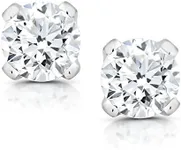 Gem Stone King 14K White Gold Round White Lab Grown Diamond Stud Earrings For Women Men | 1/5 Cttw | E-F Color | VS1-VS2 Clarity | Fine Jewelry Gifts for Her Mom Women Wife