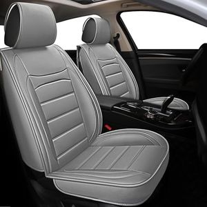 BOPUOVRE Leather Car Seat Covers 2 PCS Front, Universal Automotive Vehicle Seat Covers, Waterproof Vehicle Seat Covers for Most Sedan SUV Pick-up Truck, Gray