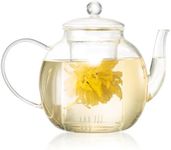 WLASSS 1530 ml/52 oz Glass Teapot with Removable Infuser, Clear Tea Kettle Stovetop Safe for Loose Leaf and Blooming Tea