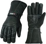 Men Motorcycle Rider Gloves Touring Autumn Winter Real Lambskin Leather Mittens (White Thread, M)