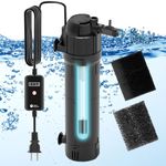 AquaMiracle Aquarium Filter Fish Tank Filters Green Water Cleaning Filter Pump with Timer, Dual Mode (Aeration/Rainfall) for 40-120 Gallon Aquariums, Flow Rate and Direction Adjustable