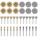 BEYUDG 36pcs Steel Wire Brush Wheel Wire Brushes Wheel Cup Brush Wire Brush Polishing with 3 Different Sizes for Drill Rotary Tool Removal Rust Paint Grinding Sanding Polishing