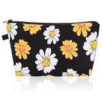 Mini Makeup Bag Yellow Sunflower Portable Toiletries Make Up Cosmetic Beauty Case Small Storage Organizer Pouch Purse Cute Toiletry Travel Kit