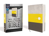 Niv, Boys' Backpack Bible, Compact, Leathersoft, Yellow/Gray, Red Letter Edition, Comfort Print