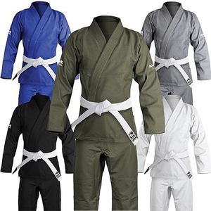 Brazilian Jiu Jitsu Gi BJJ Gi for Men & Women Uniform Kimonos Ultra Light, Preshrunk, with White Belt!!! (Military Green, A4)
