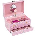Jewelkeeper Pink Girl's Ballerina Musical Jewelry Box with Pullout Drawer, Jewel Storage Organizer Case, Swan Lake Tune - Ballerina Jewelry Box for Girls Musical