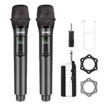 Talomen Wireless Microphones, Rechargeable Dual Handhled Microphone with Long-Distance Receiver,Easy Setup,Plug and Play for Karaoke Singing, Speech, Wedding, Karaoke Singing, Church, PA System,K60-2
