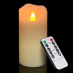 PChero Real Wax LED Pillar Candle, 1pcs 6" Battery Operated Candle Light with Remote Flickering Flameless Candle for Room Wedding Date Decoration