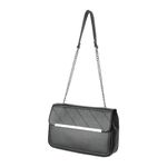 MINISO Side Shoulder Bag with Chain Strap, PVC Leather Hand Bag for Women(Black)