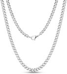 Cadoline 316L Stainless Steel Men's Jewellery 3mm Curb Silver Chain 16 Inch Necklace