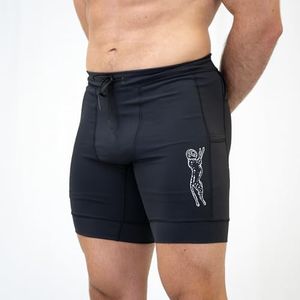 Sprints Mens Flexion 8" Half Tights with Pockets & Drawcord (US, Alpha, Large, Regular, Regular, Stealth Black)