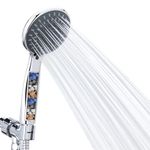 Briout Handheld Shower Head with Filter, High Pressure 5 Spray Mode Showerhead with Hose Bracket, Water Softener Filter Wand for Hard Water Remove Chlorine and Harmful Substance, Chrome