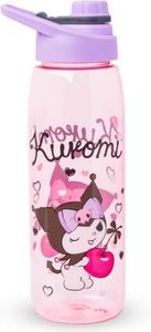 Silver Buffalo Sanrio Hello Kitty and Friends Kuromi Cherry Hearts Water Bottle with Screw-On Lid, 28 Ounces (Pack of 12)