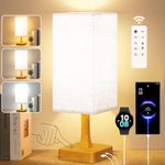 OYADISIIOP Light Therapy Lamp 10000 Lux Therapy Light with Remote, 3 Color Temperatures, 5 Brightness Level Full Spectrum Light with USB C & A Ports Home/Office Use As Lift Mood, Linen Shade Wood Base