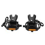 Keenso Hollow-Out Bike Pedal, 4.4 X 3.1 Inch Cycling Pedals With Toe Clips Straps For Mountain Road Exercise Bike Riding