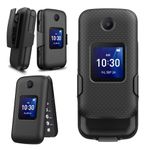 Ailiber Case for Alcatel Go Flip 4/TCL Go Flip 2(4058G)/TCL Flip 2 2022(T408DL)/TCL Flip(4058E)/TCL Classic(4058R), Swivel Belt Clip Holster with Kickstand, Full Body Shockproof Phone Cover-Black