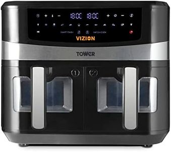 Tower, T17100, Vortx Vizion 9L Dual Basket Air Fryer with Digital control panel & 10 One-touch Pre-sets, Black