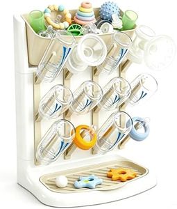 GoMaihe Baby Bottle Drying Rack: Space Saving Vertical Bottle Dryer Holder - Baby Accessories Storage Stand Organize Brushes Pacifiers on Countertop - BPA-Free - Beige