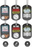 (6-pack) Volleyball Motivational Dog Tag Necklaces - Volleyball Gifts in Bulk for Volleyball Team Accessories - Volleyball Party Favors Sports Prizes Awards for Youth Teen Boys Girls Adults Men Women