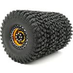 HOBBYSOUL Height 4.72'' / 120mm 1.9 Tires Tyres & Aluminum 1.9 Beadlock Wheels Gold Black for Axial SCX10 Traxxas TRX-4 Redcat Gen8 Tamiay CC01 Mud Crawler Truck, (4-Pack, Assembled)