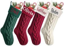1Pack Personalized Christmas Stockings 18" Large Knitted Xmas Stockings Fireplace Hanging Family Christmas Stocking with Name Embroidery Custom Christmas Stockings for Holiday Party Decoration(A)