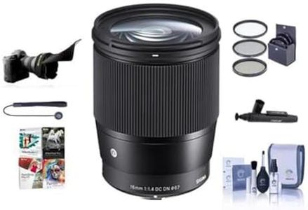 Sigma 16mm f/1.4 DC DN Contemporary Lens for Micro Four Thirds, Black, Bundle with ProOptic 67mm Filter Kit, Flex Lens Shade, Cleaning Kit, Cap Tether, Lens Cleaner, PC Software Kit