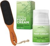 Pumice Stone Foot File - Pumice Valley Foot Cream for Dry Cracked Feet and Heels - Natural Moisturizer, Corn, Calluses Treatment - Skin, Body Lotion, Panthenol, Tea Tree Oil, Menthol 1.7 Oz