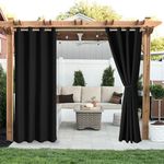 LORDTEX Linen Look Indoor/Outdoor Curtains, 52 x 108 Inch, Black – Waterproof, Privacy, Sun Blocking Textured Grommet Curtains for Patio, Pergola, Porch, Deck, Lanai, and Cabana, Set of 2 Panels