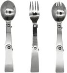 3 Pack Foldable Spoon Fork Salad Spork Set (304) Stainless Steel Portable Camping Flatware Set for Thermos Outdoor Travel Picnic Fishing Boating