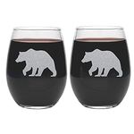 Bear Wine Glasses Set, Rustic Cabin Decor for Home, Canadian Gifts Ideas for women, Set of Two