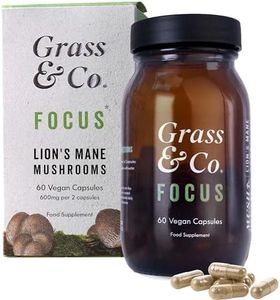 Grass & Co. Focus - Organic Lion's Mane Mushroom Extract with Ginseng & Omega-3 | Memory & Focus Supplement | Non-GMO, Gluten-Free, Cruelty-Free & Additive Free | 60 Vegan Capsules | 30 Day Supply