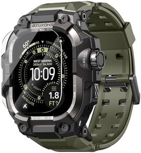 BXUXOHS Rugged Case and Band for Apple Watch Ultra 3/2/1 49mm Men, Military Grade Shockproof Bumper Cover, with 2 Pack Screen Protector, Tactical Band Case for iWatch Ultra 3 2 1 Man, Army Green