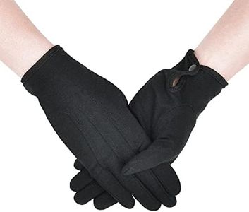 Zenssia Parade Gloves White Cotton Formal Tuxedo Costume Honor Guard Gloves with Snap Cuff, Coin Jewelry Inspection Gloves, Black, 1 Pair