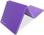 ProsourceFit Tri-Fold Folding Thick Exercise Mat 6'x2' with Carrying Handles for MMA, Gymnastics, Stretching, Core Workouts, Purple