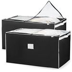 ZOBER Jumbo Storage Bag, Breathable Blanket, Clothes Storage Bag For Comforter, And Quilts, With Clear Viewing Top And Sturdy Zipper For Clothing, Linens, Shoes Etc. Set Of 2, Black 17.5x29x15.5