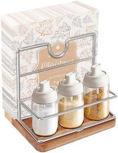 Livabber Napkin Holder, Metal Napkin Storage with Salt and Pepper Shakers Caddy Modern Napkin Dispenser for Table Kitchen Countertop, Not Including Salt and Pepper Shakers (Middle Wooden, Chrome)