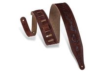 Levy's Leathers MS17T03-BRN 2.5-inch Suede-Leather Guitar Strap Tooled with a Kokopelli Design,Brown