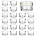 MATANA - 24 Tea Light Candle Holders Elegant Clear Glass, 5 x 3 cm for Candles, Votive Tealight Holders for Decoration, Restaurant, Celebrations Engagement, Wedding, Anniversary - Holder Tea Lights