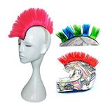 3T-SISTER Helmet Mohawk Wig Motorcycle Adhesive Mohawk Hair Patches Skinhead Costumes Wig