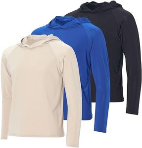 Real Essentials 3 Pack Boys Swim Shirt Rash Guard Shirts Long Sleeve Blue Hoodie Boy Kids Hoodies Girls Sun Fishing Rashguard Youth Sweatshirt SPF UV, 6-7