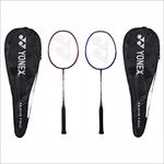 YONEX Badminton Racquet GR 303I Made in India Pack of 2 with Full Cover (Deep Red/Deep Blue )