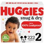 Huggies Snug & Dry Baby Diapers, Size 2, 222 Count, One Month Supply